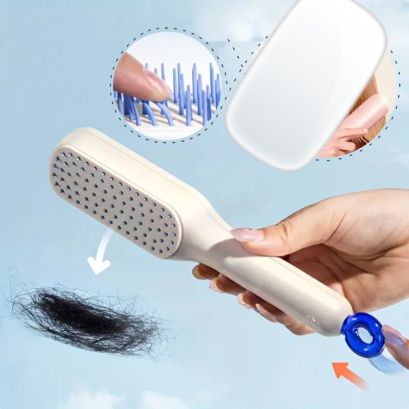 Self Cleaning Hair Brush, One-click Cleaning Telescopic Hair Comb (random Color) ( With Box)