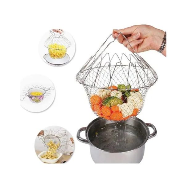 Stainless Steel Multi-functional Foldable Cooking Chef Basket Deluxe Kitchen