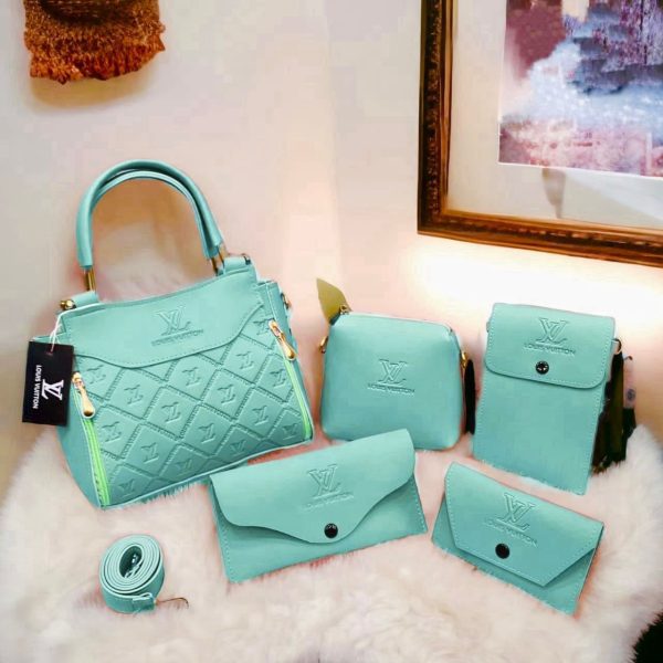 Lv 5 Pcs Bag Set For Girl With Dual Partition