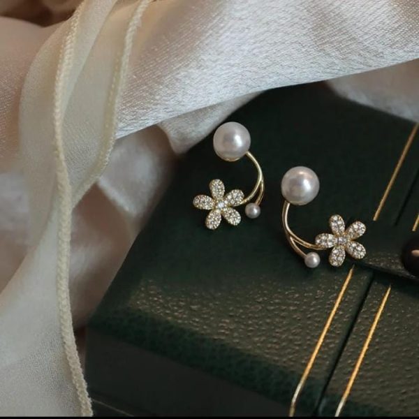 Shein Elegant Pearl And Flower Drop Earrings For Women Girls