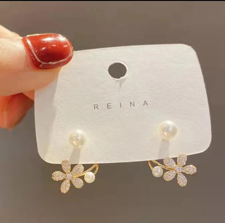 Shein Elegant Pearl And Flower Drop Earrings For Women Girls