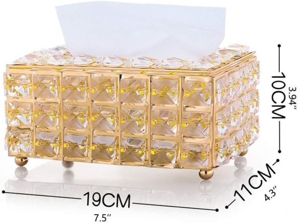 Tissue Holders Rectangular Crystal Tissue Box Cover Decorative Toliet Paper Box