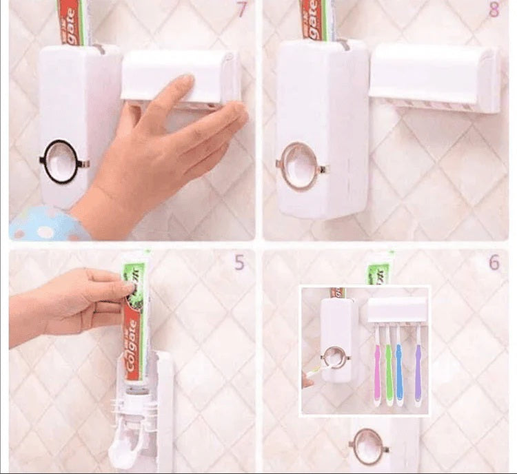 Automatic Toothpaste Dispenser With Toothbrush Holder